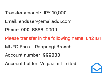 e.g. Bank transfer